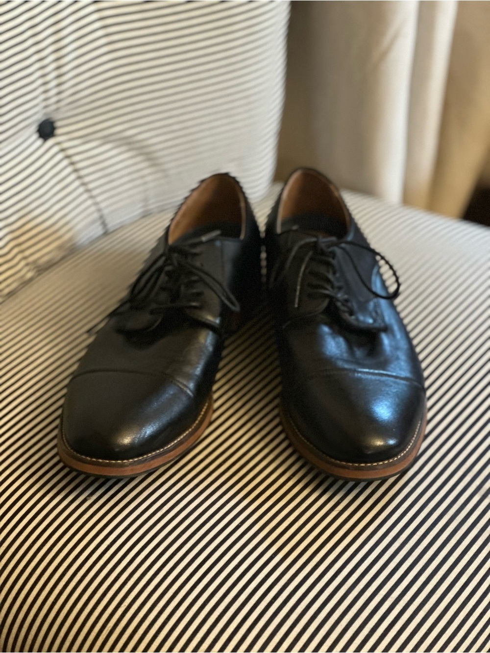 Florsheim Black Leather Cap-Toe Derby with Brown Welt